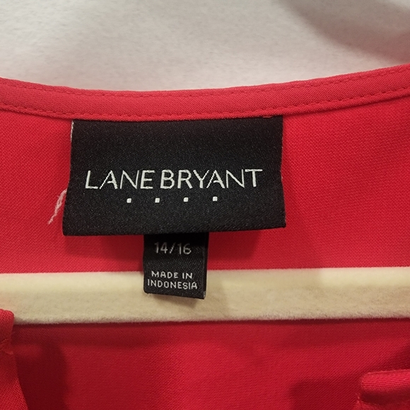 Women's LANE BRYANT long sleeve / roll up sleeves blouse hot pink Sz 14/16 - Picture 2 of 11